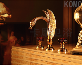 Gold swan sink faucet 8&quot; widespread lavatory sink faucet crystal handles... - $299.00