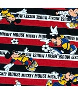 Fabric Mickey Mouse Baseball Soccer Material sewing Vintage 90s 70X60 - $567.02 MXN