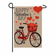 Meadow Creek Valentine&#39;s Day Bicycle Burlap Garden Flag-2 Sided,12.5&quot; x 18&quot; - £11.86 GBP
