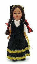 Vintage Nationality Doll Greece Dress Black &amp; Yellow Sleeping Eyes Toy B... - $9.79