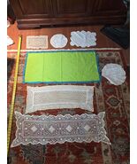 Lot Of 7 Vintage Doilies &amp; Lace Runners Lot Crochet Embroidered Mixed Li... - $33.56 CAD
