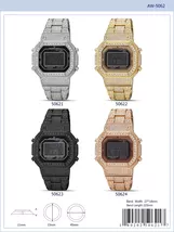 5062 - Montres Carlo Iced Out Watch  45mm Digital IP Plated Metal - $14.99