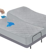 Split King Mattress Pad Waterproof Quilted, Fitted Split King Size, Grey - $64.94