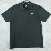 Under Armour Polo Shirt Men&#39;s XL Black Solid Loose Heatgear Short Sleeve Golf - £15.31 GBP