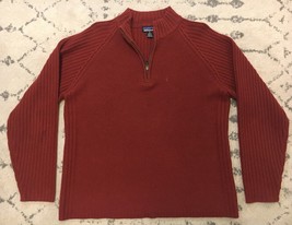 Patagonia 100% Lambswool Woven Sweater Maroon Red Mens Sz Medium 1/4 Zip... - £38.54 GBP