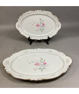 Set Of 2 Heinrich &amp; Co. Selb Pink Floral Serving Platters - Bavaria Germany - $34.33 CAD