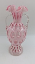 Fenton Cranberry Pink Coin Dot Opalescent 2 Handle Ruffled Rim Vase 11 in #194 - £141.22 GBP