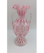 Fenton Cranberry Pink Coin Dot Opalescent 2 Handle Ruffled Rim Vase 11 i... - £139.94 GBP