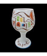 Art Pottery Wine Goblet Chalice Stoneware Napoli Crete Hand Painted Gree... - £15.72 GBP