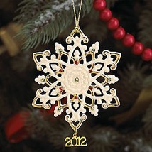 Lenox 2012 Gemmed Snowflake Ornament Annual Red Green Crystals Christmas NEW - £55.87 GBP