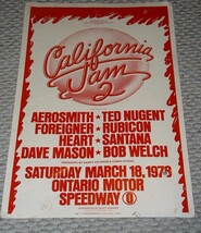 California Jam 2 Vintage Poster Vintage 1979 Ontario Speedway Aerosmith Heart - £786.62 GBP