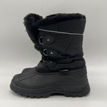 Mountain Warehouse Whistler Kids Sherpa Lined Waterproof Black Snow Boots-Size 2 - £18.35 GBP