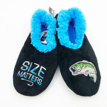 Snoozies Men&#39;s Slippers Size Matters Fishing Large 11/12 Black - $14.84