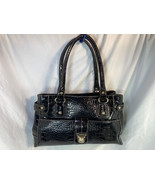 Liz Claiborne Black Faux Croc Leather Shoulder Bag 13" x 8" x 5"