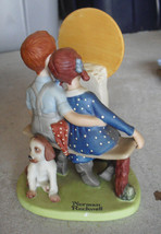 1980 Danbury Mint Porcelain Norman Rockwell Young Love Boy and Girl Figurine - $18.81