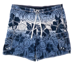 Joe Boxer Men&#39;s Board Shorts XL Swimwear Blue Floral 100% Polyester - £9.46 GBP