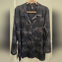 SARA ISABELLA Ombre Floral Burnout Linen-blend Tunic Sz XL Whimsygoth La... - $25.74
