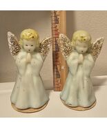 2 Vintage GURLEY 5&quot; Praying Angel Christmas Candles Novelty Glitter Wing... - $476.09 MXN