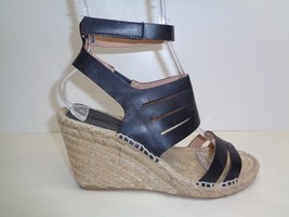 Charles David Size 6.5 ONA Black Leather Jute Wedge Sandals New Womens Shoes - £84.77 GBP