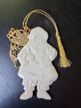 Lenox Porcelain Christmas Etched Gold Toy Bag Santa Ornament 1997 Vintage  - $22.28