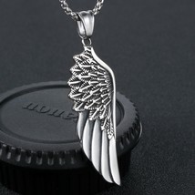 Silver Angel Wing Feather Pendant Necklace Protection Jewelry Chain 24&quot; Gift - £9.40 GBP