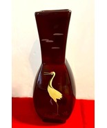 Vintage Small Vase Red Porcelain Lacquer Ware Hand Painted Japan 6&quot; Tall - €12,74 EUR