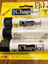 Chap.Ice Original Lip Balm-Soothes/Protects/Moisturize-1-3pk-Pkg/Label Different - £46.60 GBP