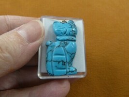(ann-cat-13) Blue Howlite Cat gemstone carving PENDANT necklace Fetish l... - $12.19