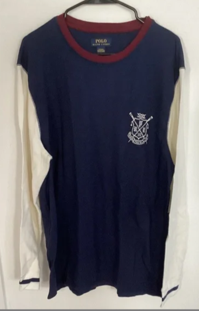 Polo Ralph Lauren Men's Navy/creme Colorblock  Waffle Knit Thermal T-Shirt XL - £31.96 GBP