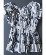 H&amp;M Blouse Top Flutter Sleeves 100% Cotton Black Grey Cream Pale Yellow New - $186.88 MXN