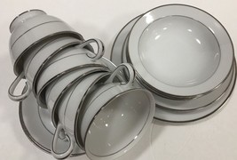 Sango &quot;WEDDING BAND&quot; 12 Piece Dinnerware Japan ( Cup, Saucer, Bowl, Bread Plate) - £58.83 GBP