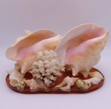 Vintage Conch Shell Sculpture MCM 13&quot; Nautical Whimsical Large Shells - £69.61 GBP