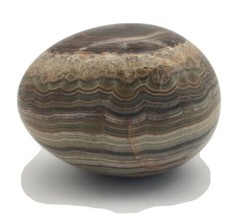 Polished Stone Egg Brown Striped Agate Paperweight 3&quot; - £23.73 GBP