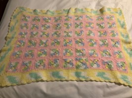 Handmade Multi Purpose Crocheted Baby Blanket 22 x 32 Multi Colors - £11.32 GBP