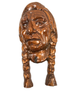 Indian Chief Native American Wood Carving Folk Art Wall Hanging Plaque 1... - $142.62 CAD