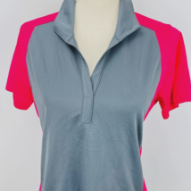 Sport Tek Medium Activewear Short Sleeve Polyester Gray Pink Polo Style ... - £19.97 GBP