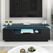 Modern, Stylish Functional TV stand with Color Changing LED Lights - Black - £186.34 GBP