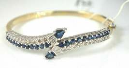 10Ct Round Simulated Sapphire &amp; Diamond Bangle Bracelet Gold Plated 925 Silver - £129.77 GBP