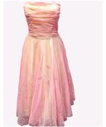 Pink Strapless Prom Dress With Floral Beaded Embroidery Size 6 By Morgan... - $145.49