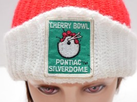 VTG Pontiac Silverdome Cherry Bowl Beanie Winter Hat Pom Pom - £31.41 GBP