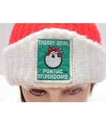 VTG Pontiac Silverdome Cherry Bowl Beanie Winter Hat Pom Pom - £31.49 GBP