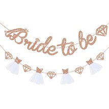 Rose Gold Bride To Be Banner Sign Double Sided Glitter Paper 3D Wedding Dress Di - £17.17 GBP