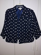 Christopher &amp; Banks Ladies 3/4-SLEEVE Short Open NAVY/POLKA Dot BLAZER-M-NWOT - £13.12 GBP