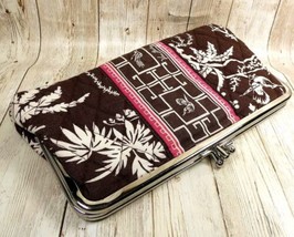 Vera Bradley Imperial Toile Brown Double Kiss Lock Snap Clutch Wallet Purse EUC - £11.51 GBP