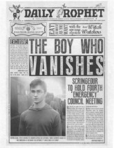 Harry Potter The Daily Prophet The Boy Who Vanishes Flyer/Poster Prop/Re... - $2.10