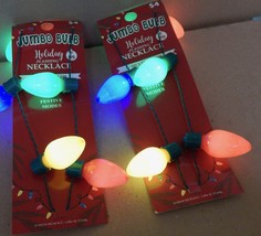 Christmas LED Necklaces 2ea Jumbo 7ea Bulbs Multi Color 3 Modes 33&quot; Long... - £5.89 GBP