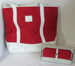 Liz Claiborne Handbag Purse Wallet NANTUCKET Flats Red White 600 New set lot 2 - £58.80 GBP