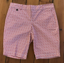 Dockers Womens Orange Patterned Flat Front Cotton Bermuda Golf Shorts 10 35&quot; - £19.97 GBP