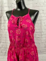 Hollister Women&#39;s Pink Floral Romper Shorts SMALL Cinched Waist V Neck Straps - £12.79 GBP