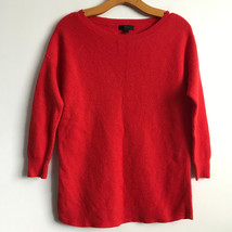 J Crew Sweater XS Red Wool Ribbed Knit Boat Neck Long Sleeve Top Preppy - $26.72